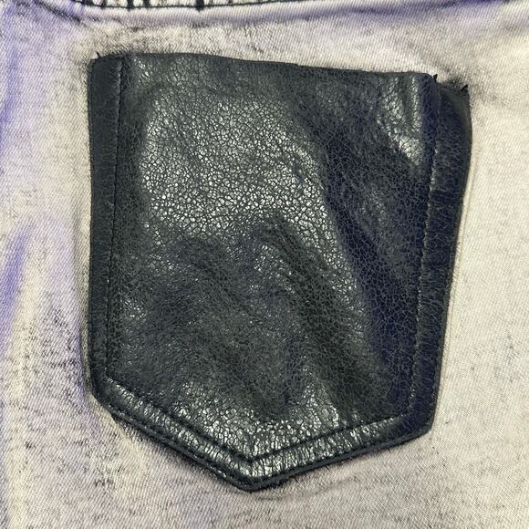 ONE Teaspoon Harley Killers Cropped Skinny Jeans in Black Washed Leather Pockets - Picture 5 of 9